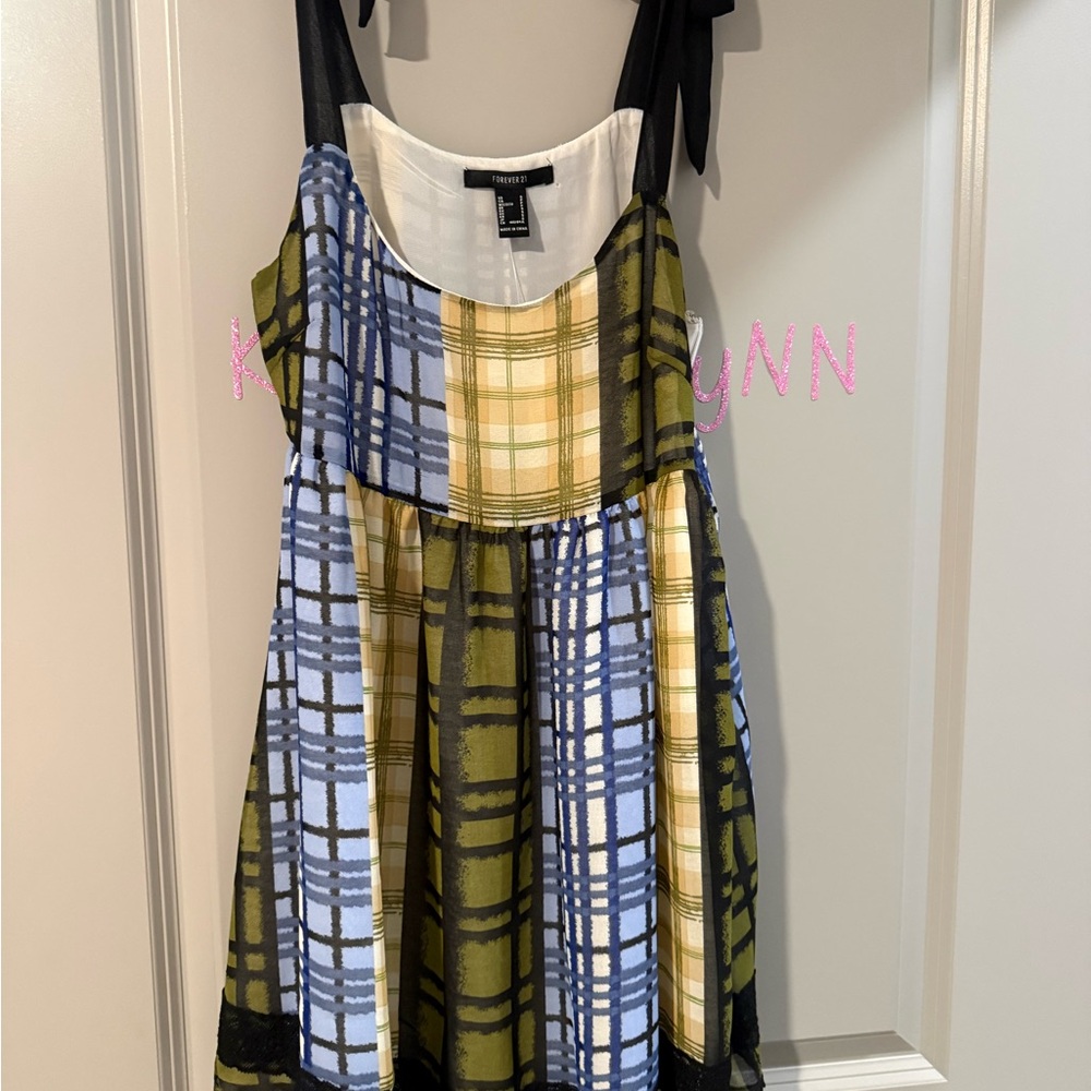 Plaid Dress with Black Straps